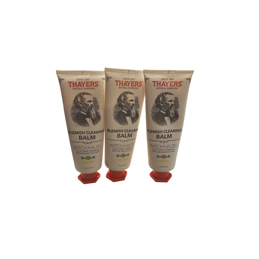 Lot 3- Thayers Blemish Clearing Balm‎ Lemon Witch Hazel 4 oz Each Disc.  Sealed